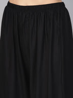 Jompers Women Black Solid Straight Palazzos | Grocsy