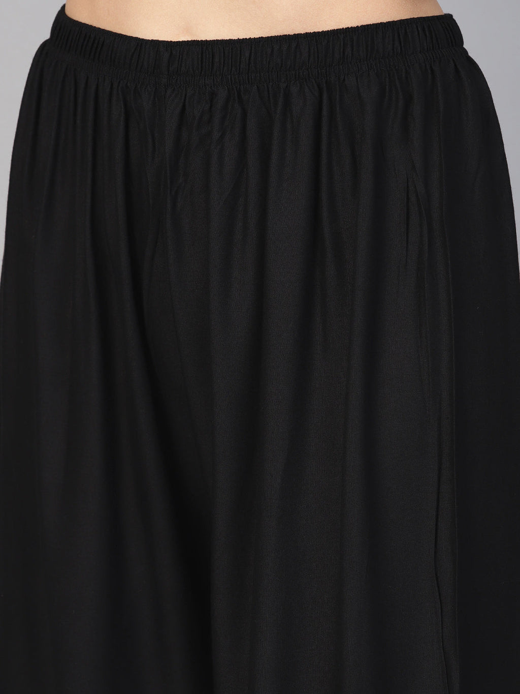 Jompers Women's Black Straight Elasticated Palazzo | Grocsy