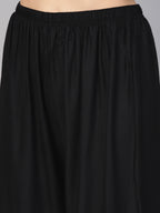 Jompers Women's Black Straight Elasticated Palazzo | Grocsy