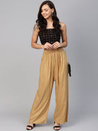 Jompers Women Beige & Black Striped Straight Palazzos | Grocsy