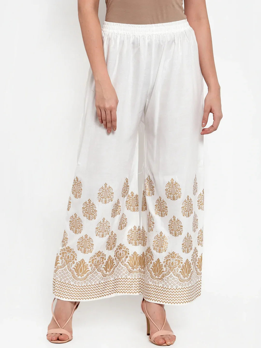 Jompers Women's Mustard Yellow & Off-White Embroidered Kurta with Palazzos | Grocsy