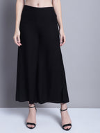 Jompers Women's Black Straight Partially Elasticated Palazzo | Grocsy