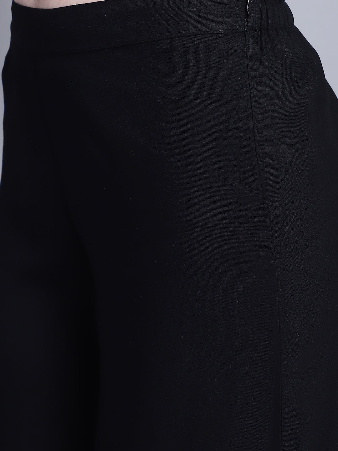 Jompers Women's Black Straight Partially Elasticated Palazzo | Grocsy