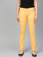 Jompers Women Beige Smart Slim Fit Solid Regular Trousers | Grocsy