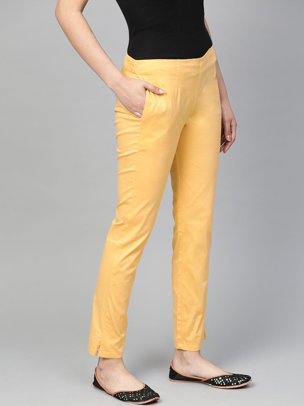 Jompers Women Beige Smart Slim Fit Solid Regular Trousers | Grocsy