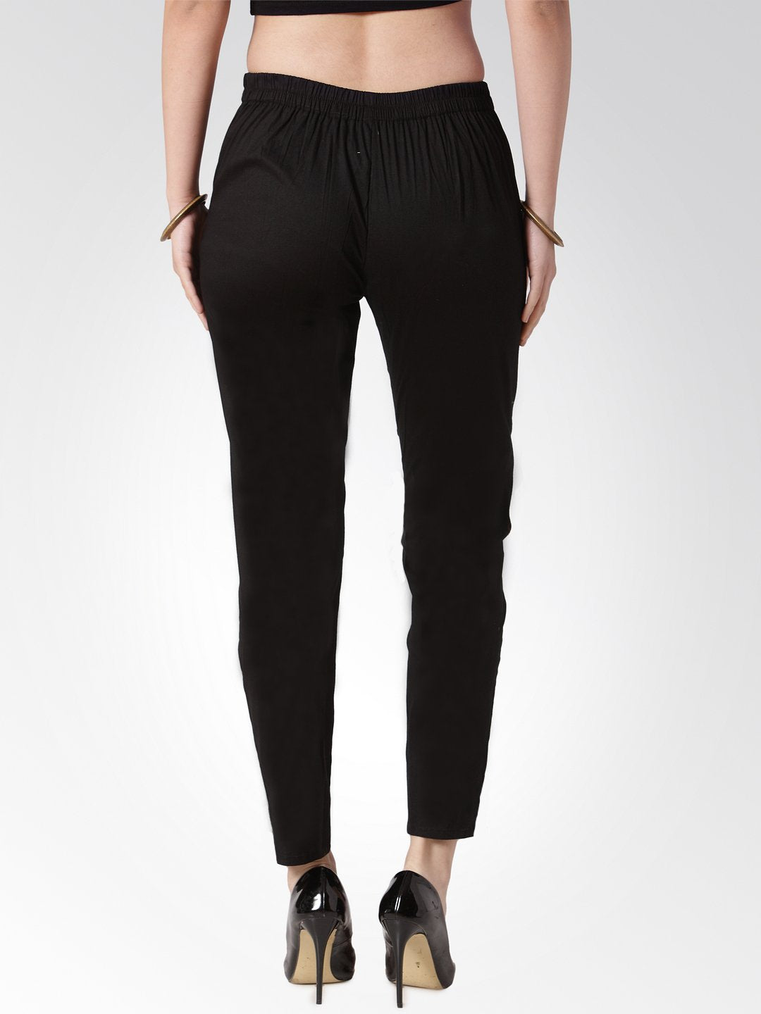 Jompers Women Black Smart Slim Fit Solid Regular Trousers | Grocsy