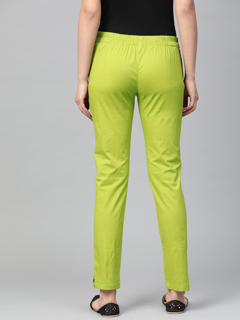 Jompers Women Green Smart Slim Fit Solid Regular Trousers | Grocsy