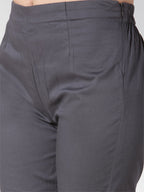 Jompers Women Grey Smart Slim Fit Solid Regular Trousers | Grocsy