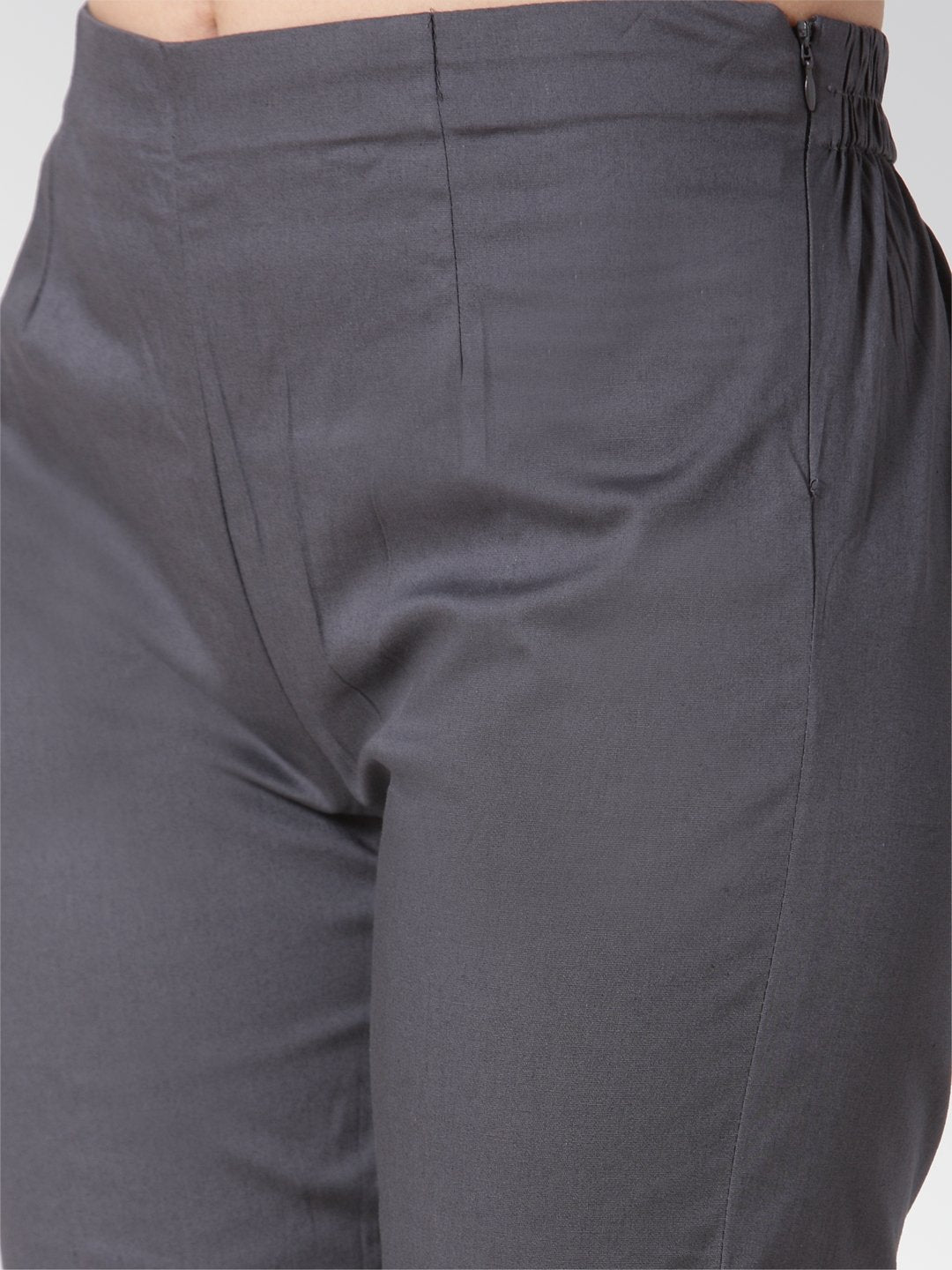 Jompers Women Grey Smart Slim Fit Solid Regular Trousers | Grocsy