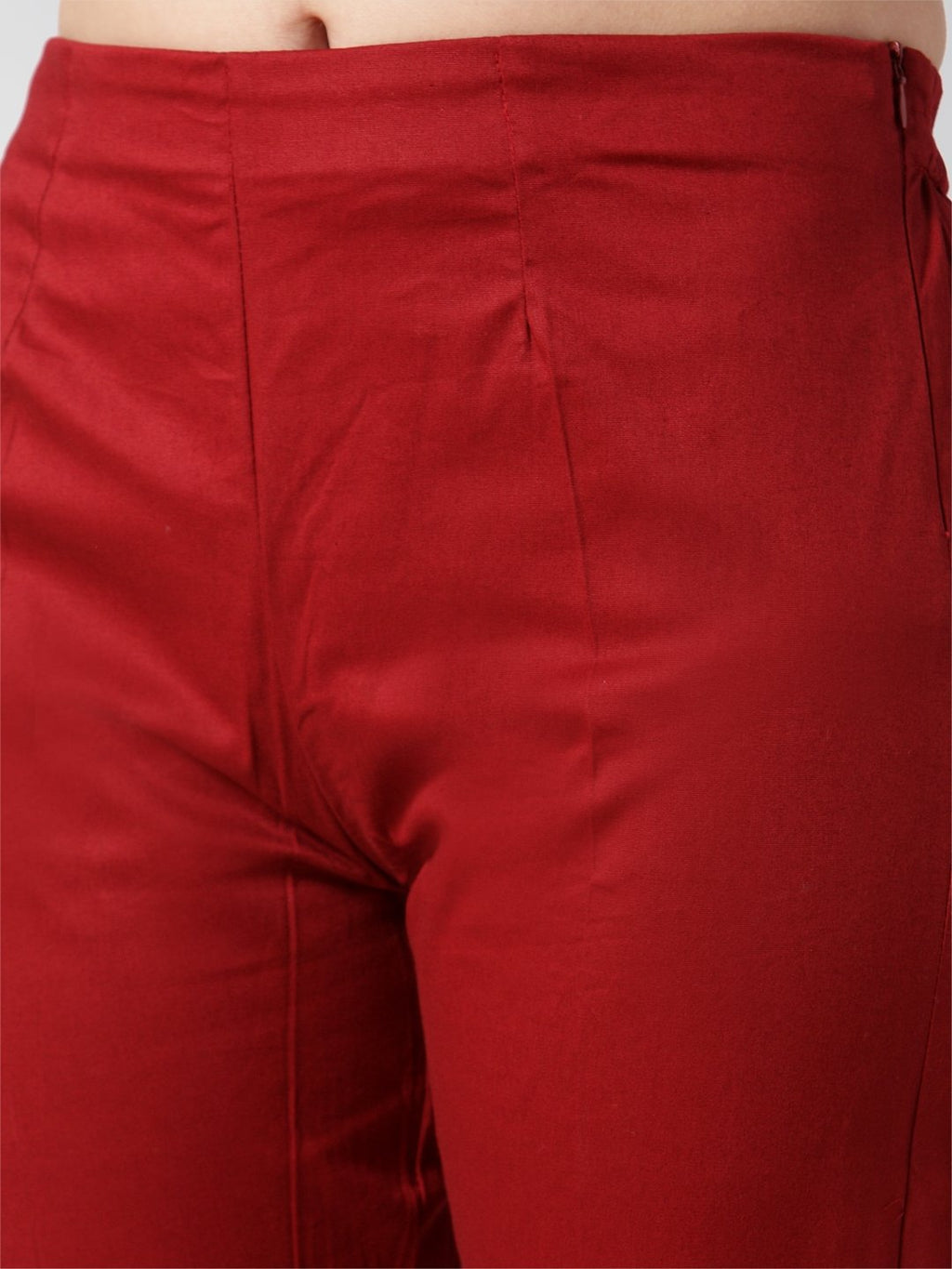Jompers Women Maroon Smart Slim Fit Solid Regular Trousers | Grocsy