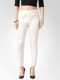 Jompers Women Off-White Smart Slim Fit Solid Regular Trousers | Grocsy