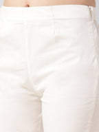 Jompers Women Off-White Smart Slim Fit Solid Regular Trousers | Grocsy