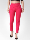 Jompers Women Pink Smart Slim Fit Solid Regular Trousers | Grocsy