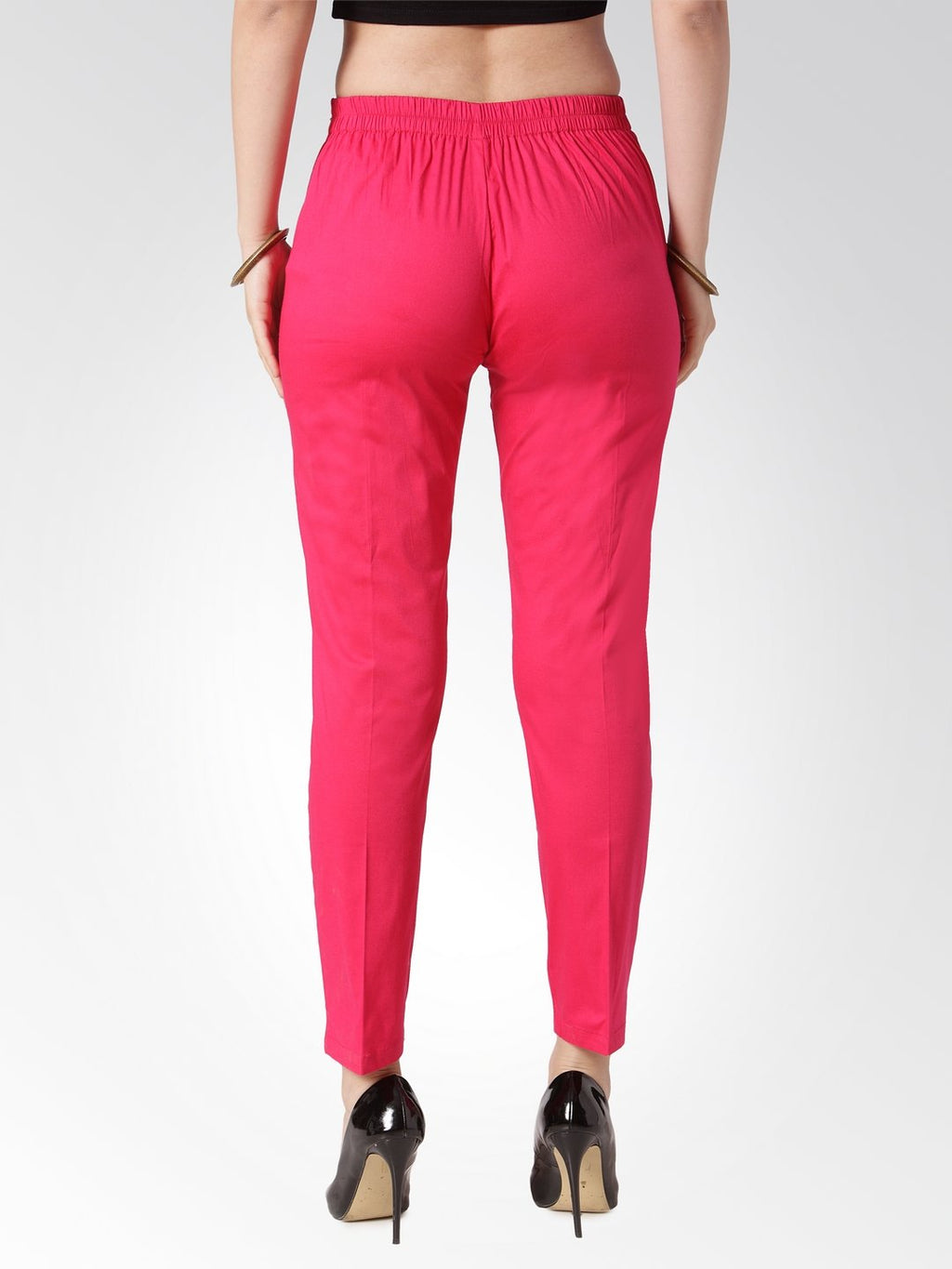 Jompers Women Pink Smart Slim Fit Solid Regular Trousers | Grocsy