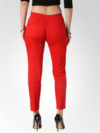 Jompers Women Red Smart Slim Fit Solid Regular Trousers | Grocsy