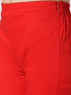 Jompers Women Red Smart Slim Fit Solid Regular Trousers | Grocsy