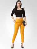 Jompers Women Mustard Smart Slim Fit Solid Regular Trousers ( Yellow ) | Grocsy
