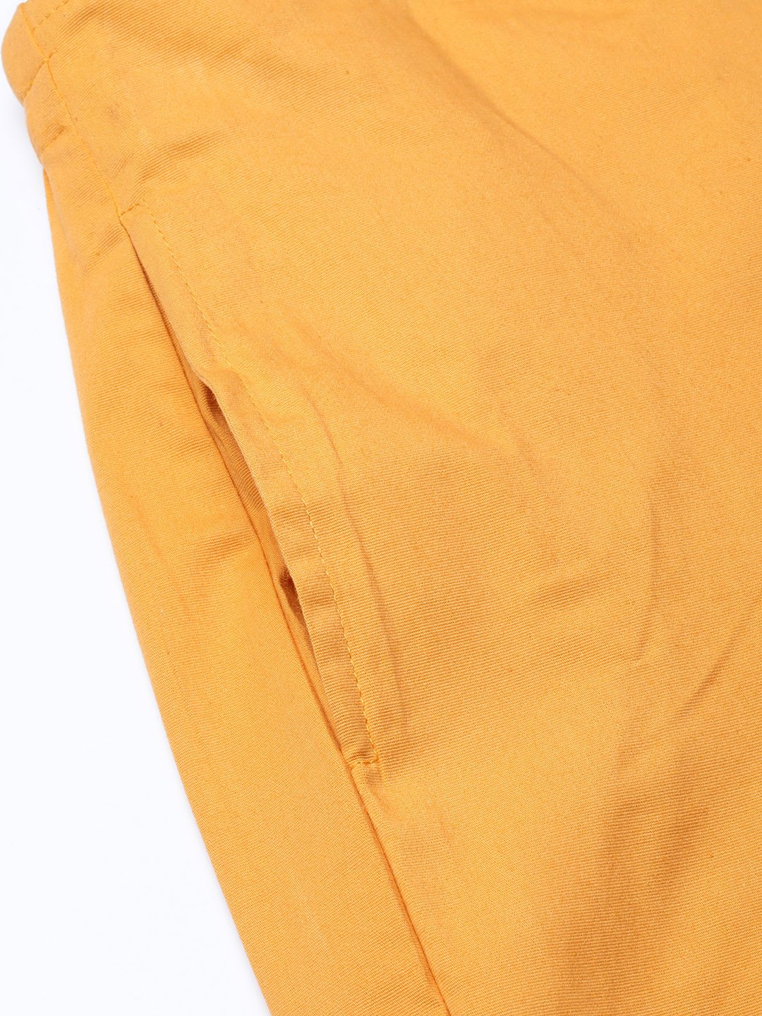 Jompers Women Mustard Smart Fit Solid Bottom Flared Trousers | Grocsy