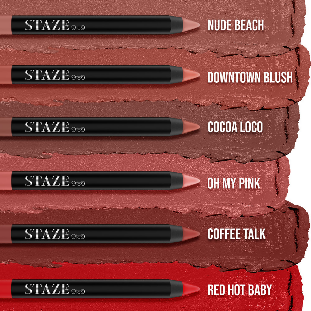 Staze 9 To 9 Pout On Matte And Smudgeproof Lip Crayon - 10 Royally Ruby | Grocsy