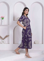 Miravan Womens Floral Printed A-Line Shirt Collar Maxi Dress | Grocsy
