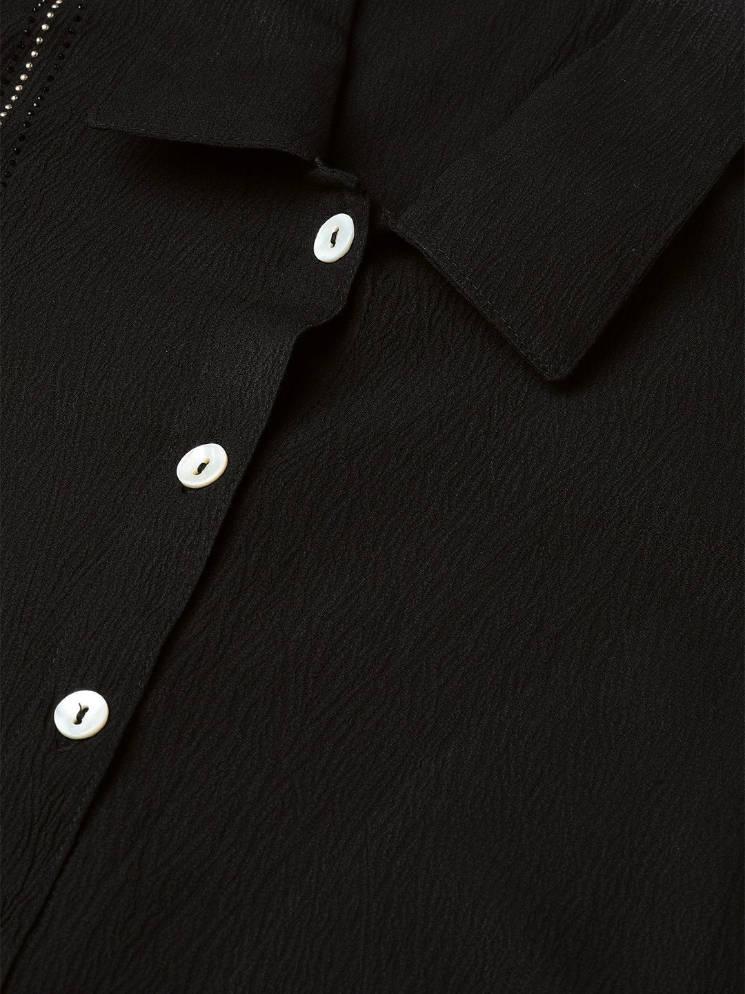 Jompers Women Black Regular Fit Crinkled Effect Casual Shirt | Grocsy