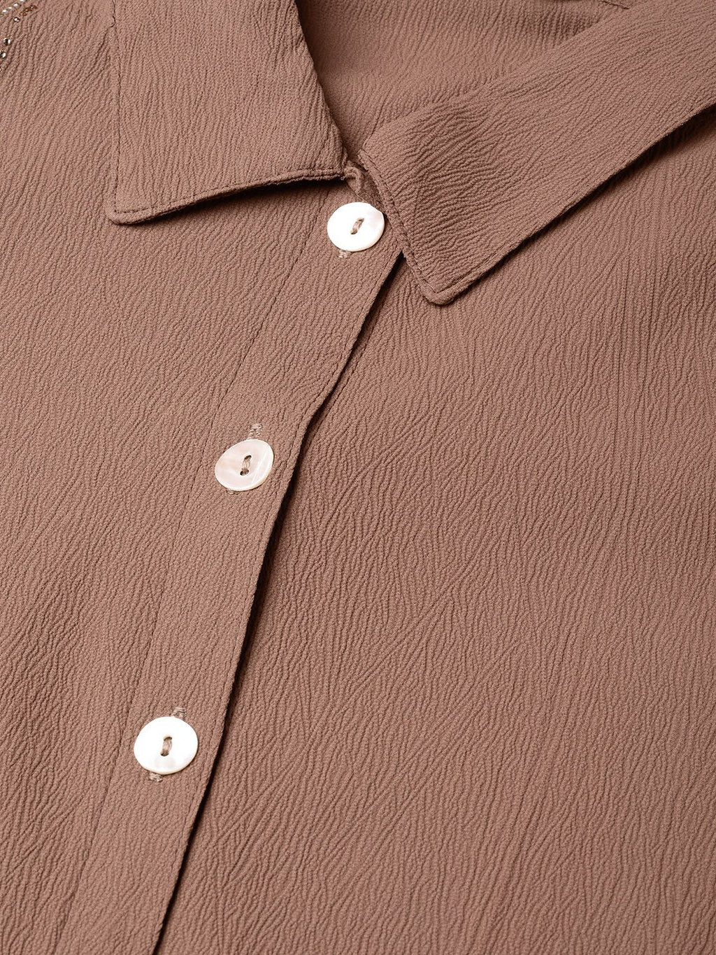 Jompers Women Brown Regular Fit Crinkled Effect Casual Shirt | Grocsy