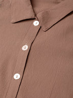 Jompers Women Brown Regular Fit Crinkled Effect Casual Shirt | Grocsy