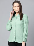 Jompers Women Green Regular Fit Crinkled Effect Casual Shirt | Grocsy
