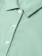 Jompers Women Green Regular Fit Crinkled Effect Casual Shirt | Grocsy