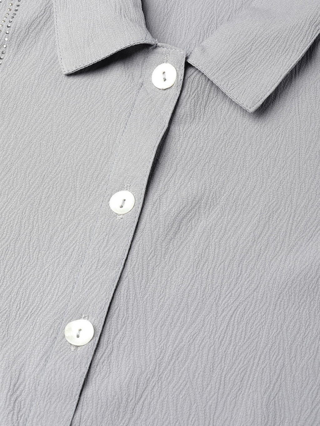 Jompers Women Grey Regular Fit Crinkled Effect Casual Shirt | Grocsy