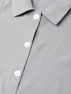 Jompers Women Grey Regular Fit Crinkled Effect Casual Shirt | Grocsy