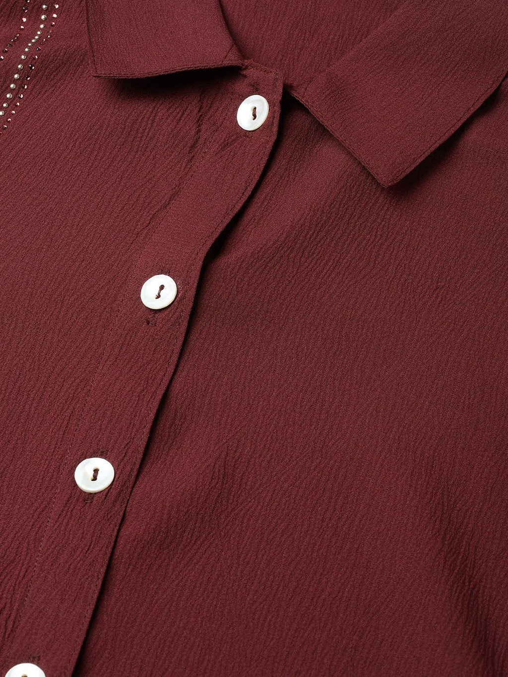 Jompers Women Maroon Regular Fit Crinkled Effect Casual Shirt | Grocsy
