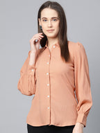 Jompers Women Peach Regular Fit Crinkled Effect Casual Shirt | Grocsy