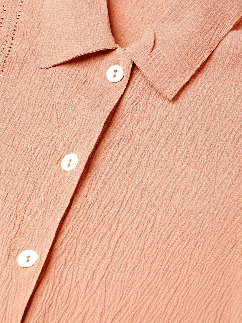 Jompers Women Peach Regular Fit Crinkled Effect Casual Shirt | Grocsy