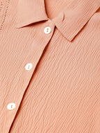 Jompers Women Peach Regular Fit Crinkled Effect Casual Shirt | Grocsy