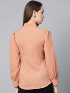 Jompers Women Peach Regular Fit Crinkled Effect Casual Shirt | Grocsy