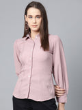 Jompers Women Purple Regular Fit Crinkled Effect Casual Shirt | Grocsy