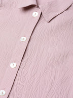 Jompers Women Purple Regular Fit Crinkled Effect Casual Shirt | Grocsy