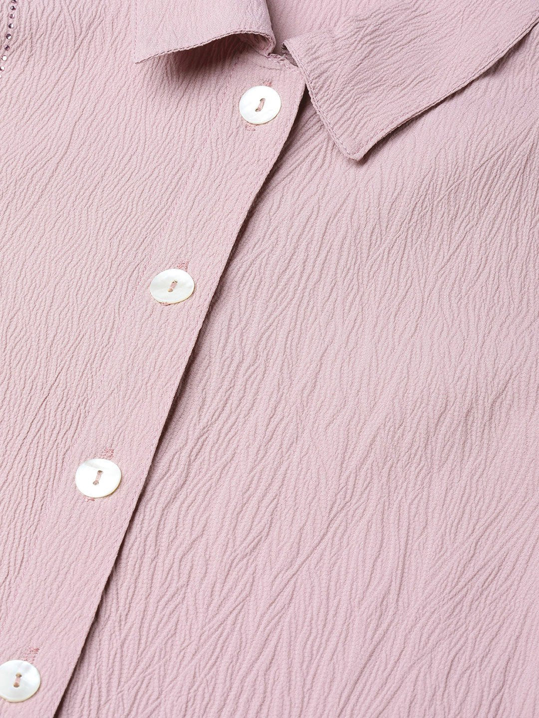 Jompers Women Purple Regular Fit Crinkled Effect Casual Shirt | Grocsy