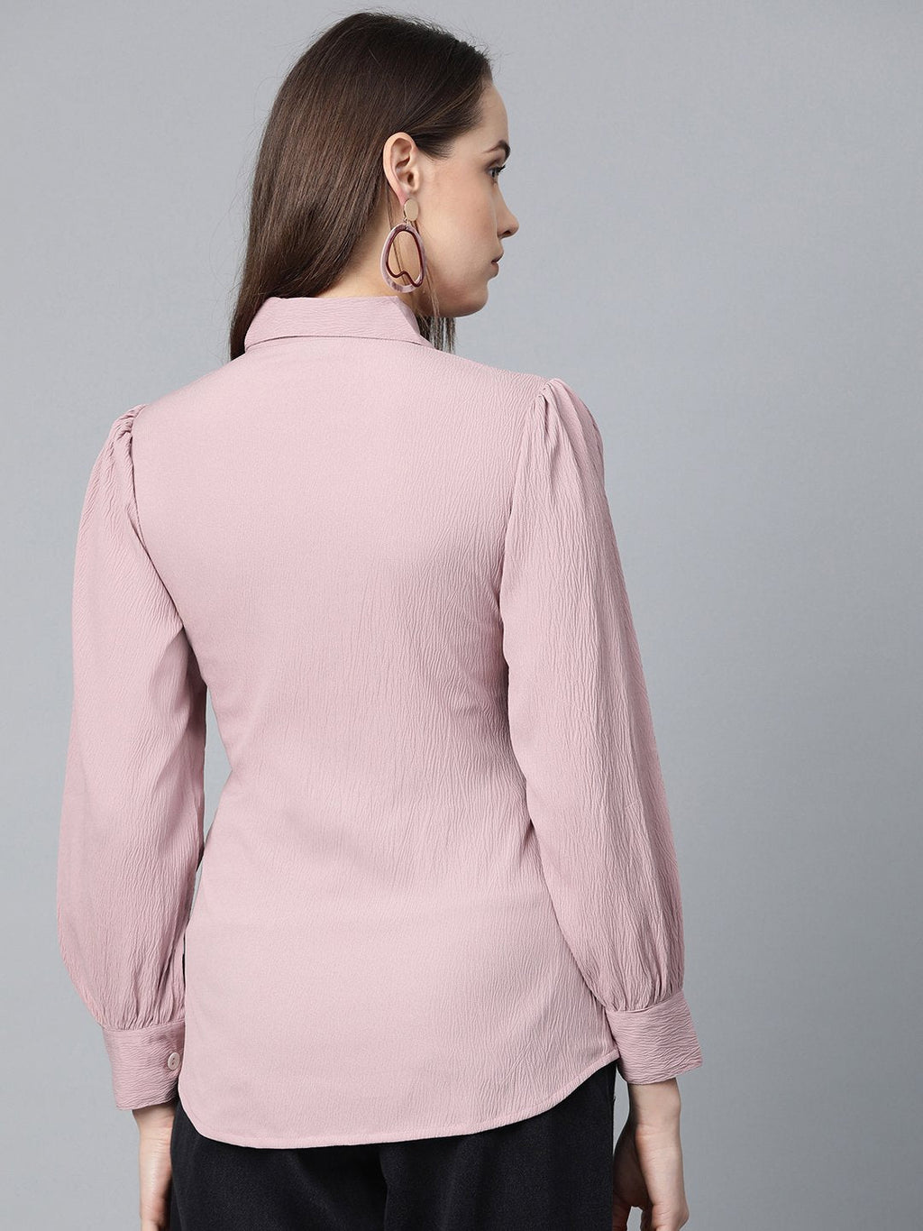 Jompers Women Purple Regular Fit Crinkled Effect Casual Shirt | Grocsy