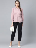 Jompers Women Purple Regular Fit Crinkled Effect Casual Shirt | Grocsy