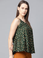 Jompers Women Green & Brown Printed A-Line Top | Grocsy