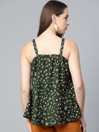 Jompers Women Green & Brown Printed A-Line Top | Grocsy