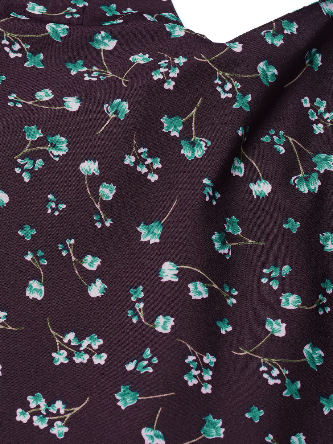 Jompers Women Purple & Blue Printed A-Line Top | Grocsy