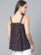 Jompers Women Purple & Blue Printed A-Line Top | Grocsy