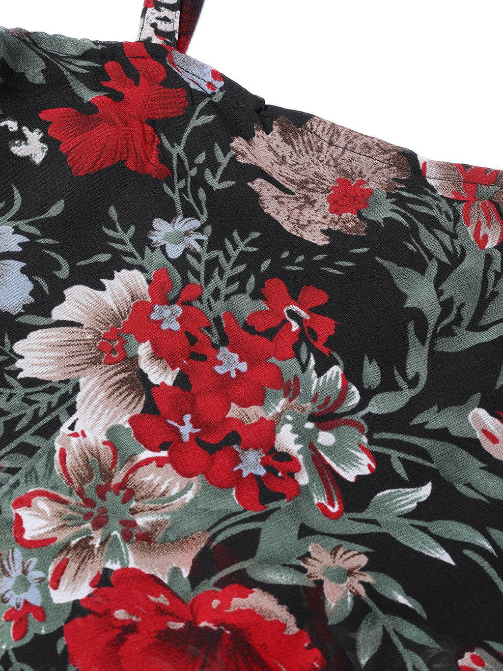 Jompers Women Black & Red Printed Tiered Top | Grocsy
