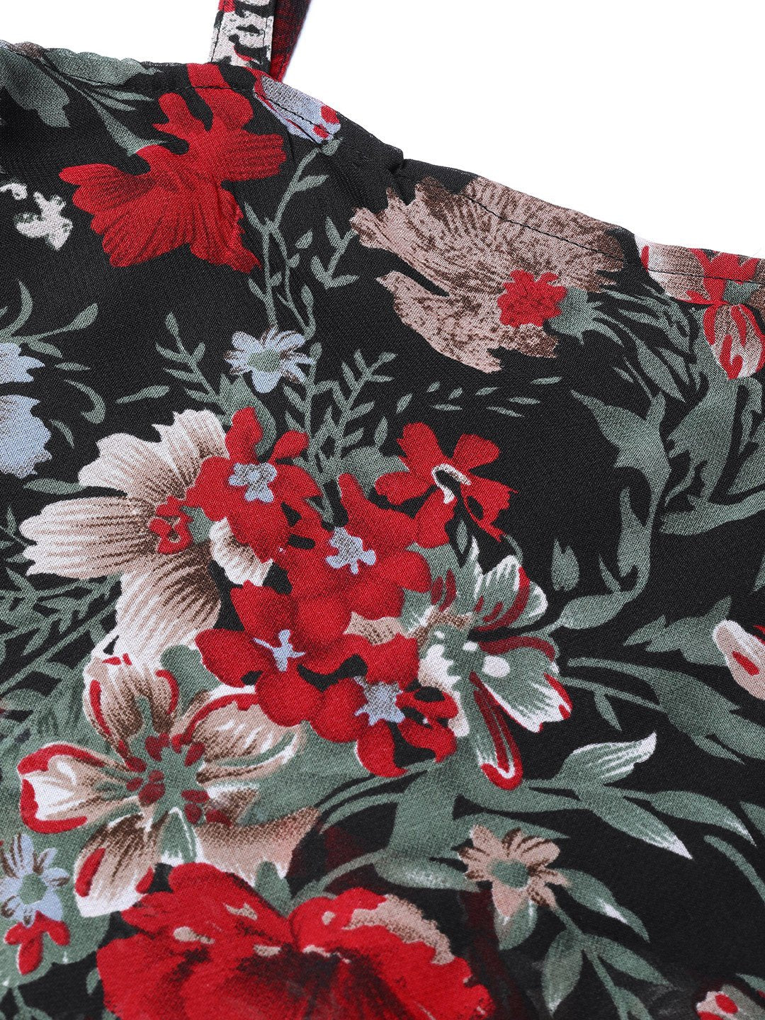 Jompers Women Black & Red Printed Tiered Top | Grocsy