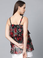 Jompers Women Black & Red Printed Tiered Top | Grocsy