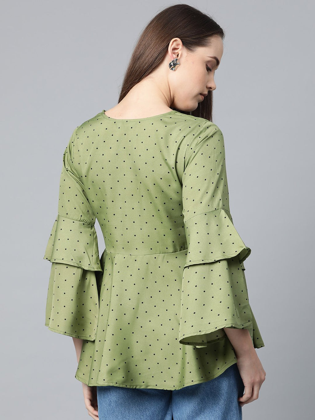 Jompers Women Green & Black Printed A-Line Top | Grocsy