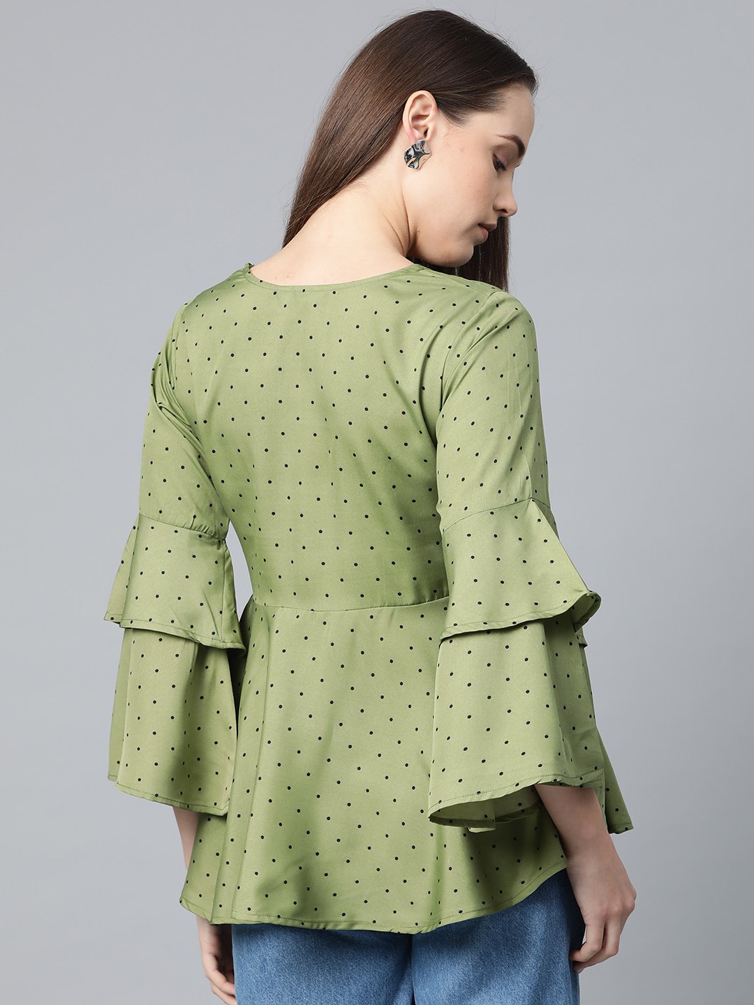 Jompers Women Green & Black Printed A-Line Top | Grocsy